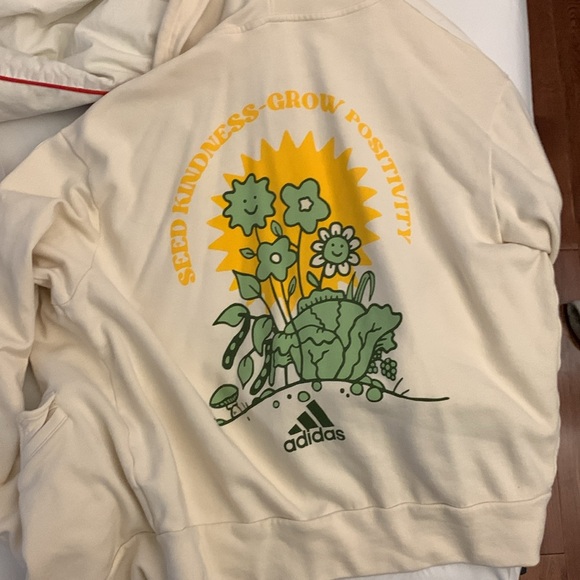 Adidas Cream Hoodie with Green and Yellow Graphic - Picture 7 of 7